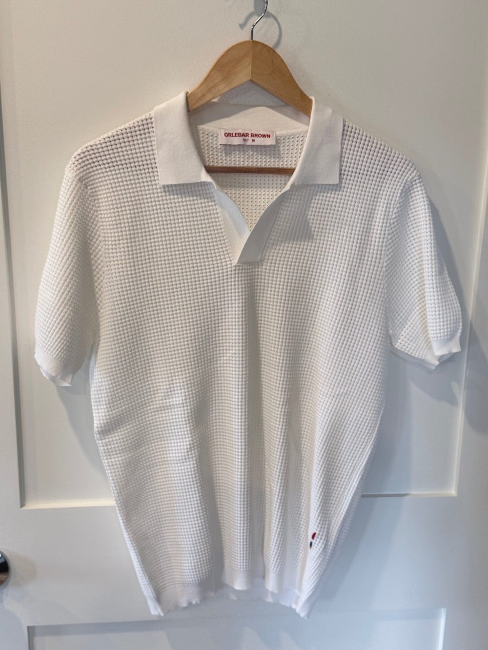 Orlebar Brown White Mesh Polo Shirt